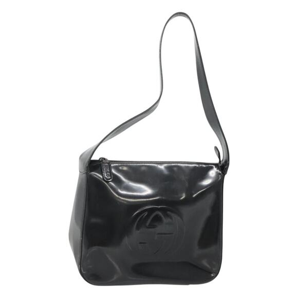 GUCCI Shoulder Bag Enamel Black 001 3754 001 3754 - Picture 1 of 12